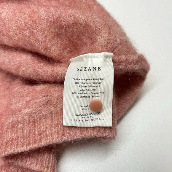 Sezane Louise Sweater Size Small Blush Pink Merino Wool Mohair Blend Luxury - Picture 6 of 10